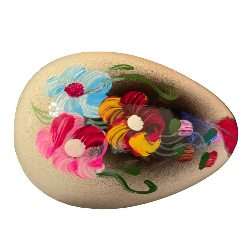 Vintage Hand Painted Eggs with Christmas Florals and Poinsettias Made in Ecuador